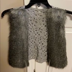 BKE fur vest with crotchet back